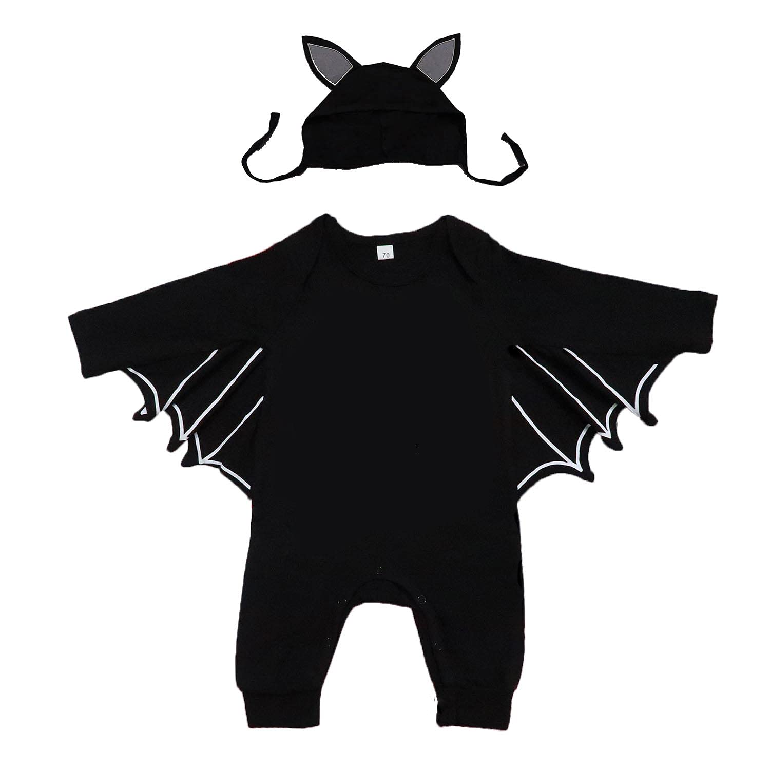 Baby Bat Costume My 1st Halloween Outfit Pumpkin Newborn Baby Boy Costume Black Bat Bodysuit Long Sleeve Romper With Hats