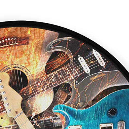 image for ALAZA Magic Electric Music Guitar Non-Slip Round Area Rug for Bedroom 