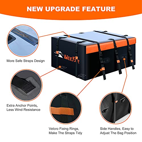 MeeFar Rooftop Cargo Carrier Car Roof Bag 21 Cubic Feet 100% Waterproof Car Top Carrier, Fits All Vehicle with/Without Rack,Include Anti-Slip Mat,10 Reinforced Straps,6 Door Hooks,Luggage Lock - Image 4