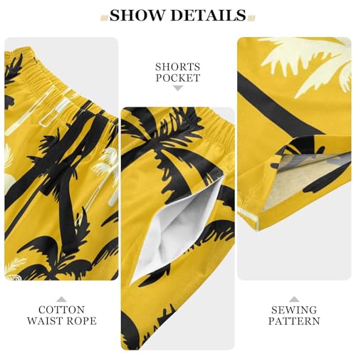 Palm Tree Yellow Pajama Shorts for Men Lounge Pants Lounge Bottoms Super Soft Men Pajama Bottoms with Pockets, S-XXL4