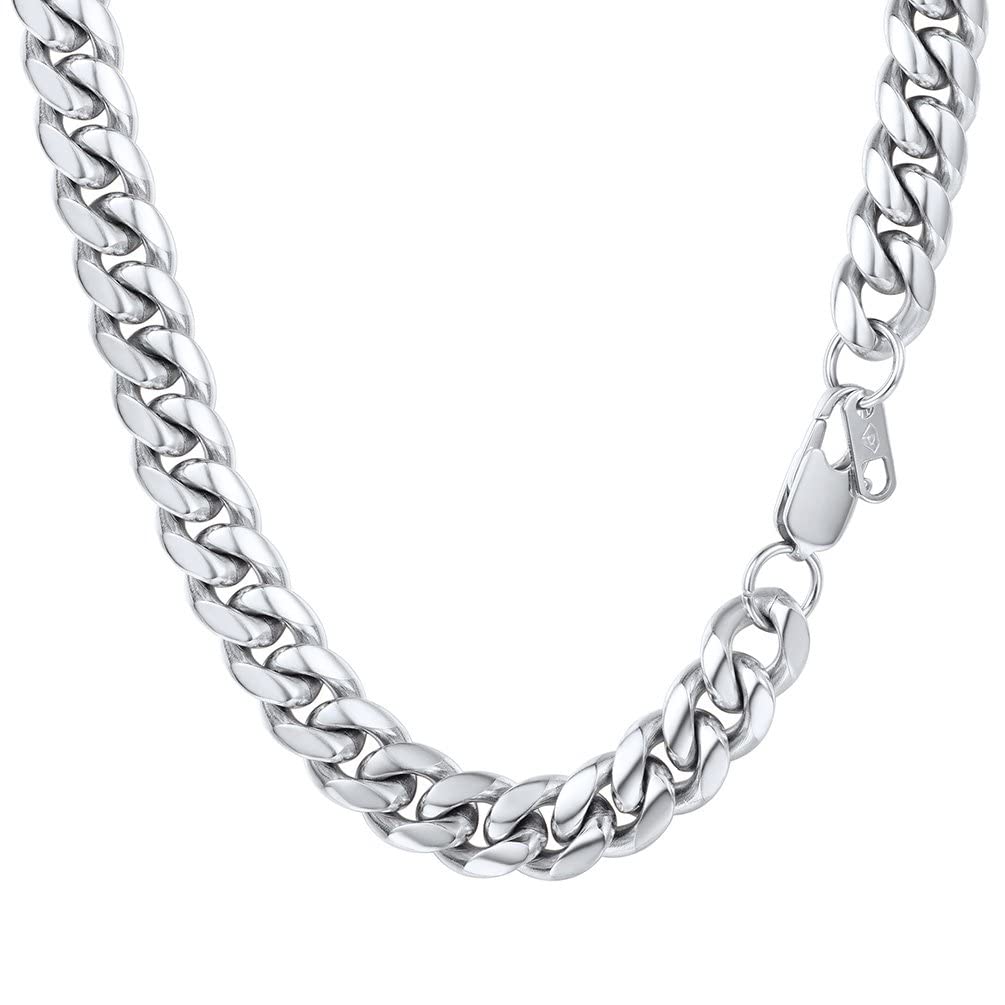 PROSTEEL Collana Uomo a Catena Cubana Barbazzale Grande Robusta, Larga 5 6 10 14 mm, Lunghezze Varie 35-75 cm, Acciaio Inossidabile/Placcato Oro, Argento Oro Nero, Regalo Ottimo (con Confezione)