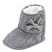 Annnowl Baby Snow Boots Knitted Crib Shoes with Bow 0-18 Months (6-12 Months, Grey)