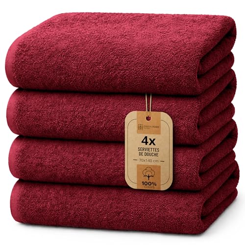 NatureMark Lot de 4 draps de Douche – draps de Douche Doux et absorbants en 100% Coton, adaptés...