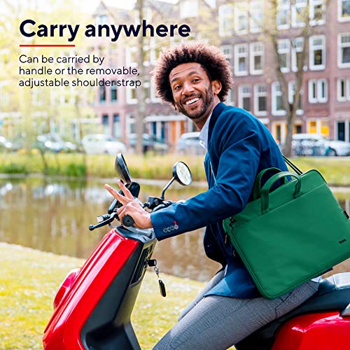 Trust Bologna Sustainable Slim Laptop Bag 16 Inch with Shoulder Strap, Eco Bag, Recycled Plastic Laptop Case, RPET Work Bag, Lightweight Carrying Case for Travel, Business, Office, School - Green Trust Bologna Sustainable Slim Laptop Bag 16 Inch with Shoulder Strap, Eco Bag, Recycled Plastic Laptop Case, RPET Work Bag, Lightweight Carrying Case for Travel, Business, Office, School - Green