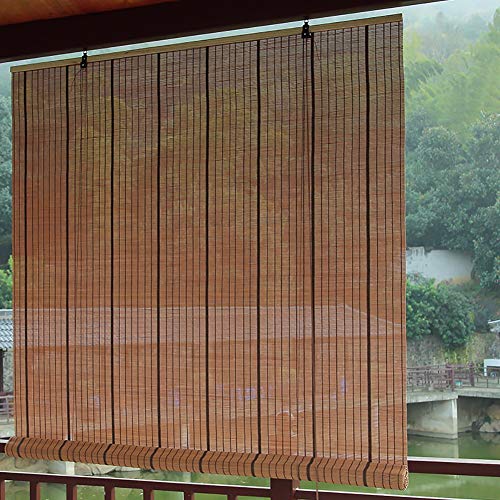 Estores Enrollables Bambú Al Aire Libre Exterior Cortinas Enrollables para Gazebo/Balcón/Puerta/Patio, Bambú Enrollar Persiana de La Ventana con Conexión, 60cm / 80cm / 100cm / 120cm / 140cm de
