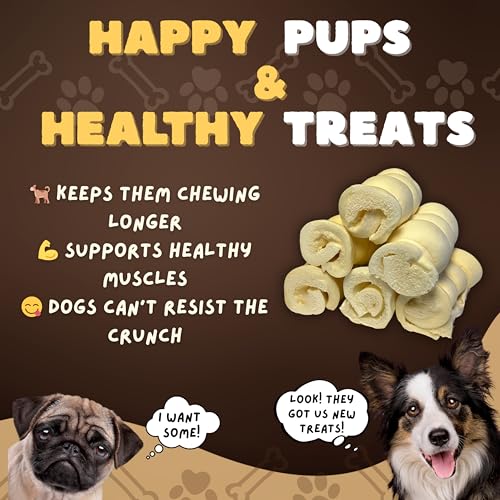 Image of Woofley's 4 inch Buffalo Beef Cheek Roll -(50 Count)- Beef Cheek Rolls for Dogs - Long Lasting Natural Dog Chews