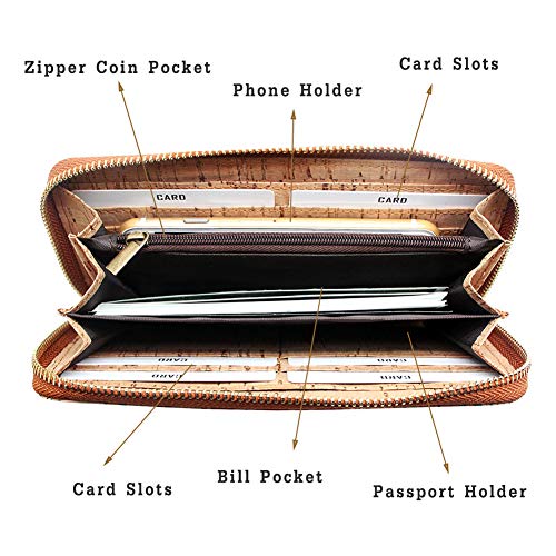 boshiho Cork Vegan Purse Wallet, Women's Smart Phone Clutch Long Purse with Card Holder4