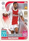 2021-22 Topps Match Attax Extra UEFA Champions League Squad Update Soccer #SU60 Noussair Mazraoui AFC Ajax Official Trading Game Card (Stock Photo Shown, Card in Near Mint or Better Condition)
