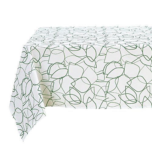 Deconovo Modern Simple Print Oxford Spill Proof and Wrinkle Free Tablecloths for Outdoor Use, 54 x 54 in, Leaf Edges-Green