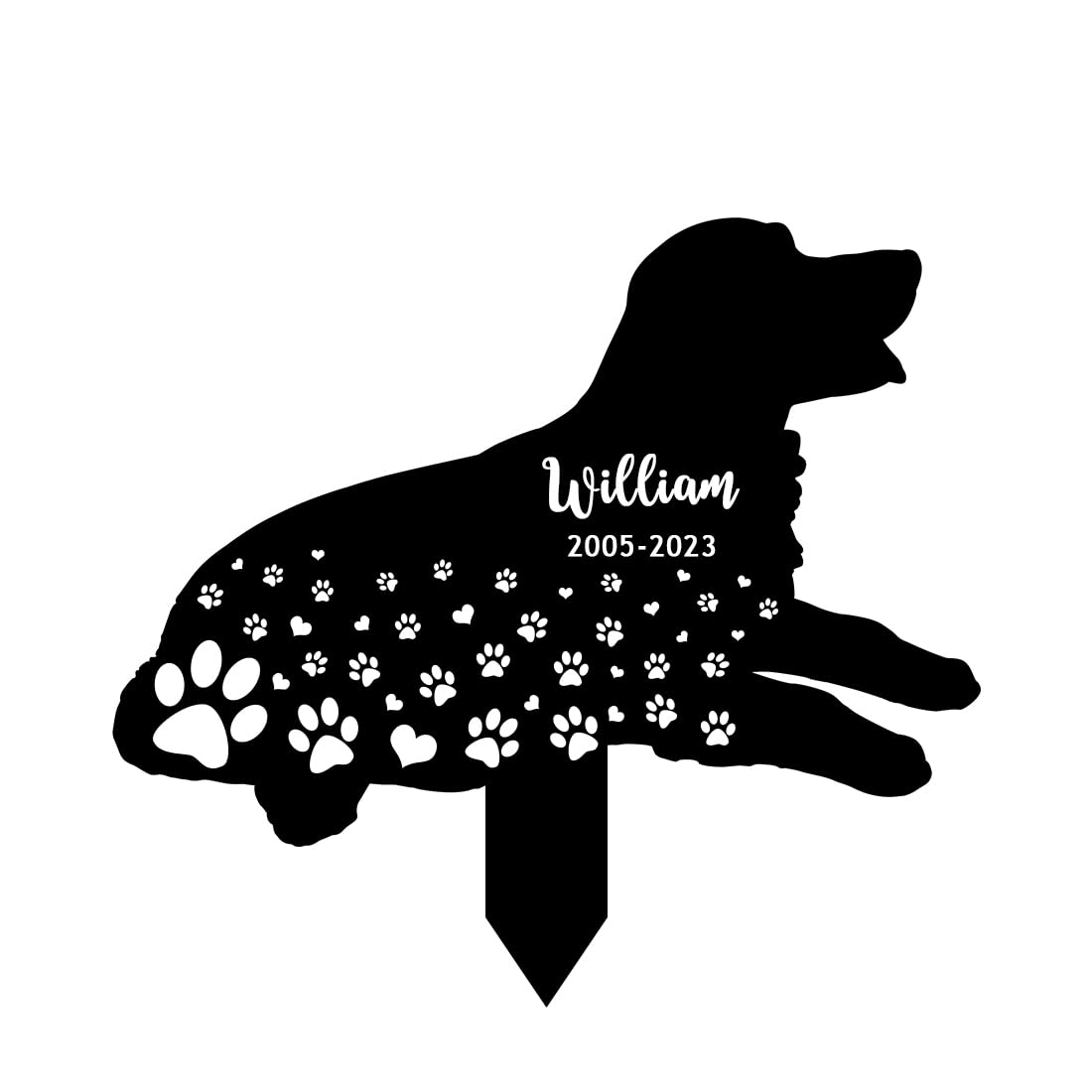 MYZQIFF Personalized Name Dog Memorial Stake, Dog Memorial Garden Stake, Dog Loss Remembrance Stake, Dog Sympathy Sign, Pet Grave Marker, Garden Grave Decor for Pets Outdoors, Flower Dog Grave Stake