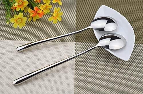 Miniatura 6 de Cuchara de sopa coreana de mango largo, paquete de 5, cucharas de bar largas, plata, juego de 5
