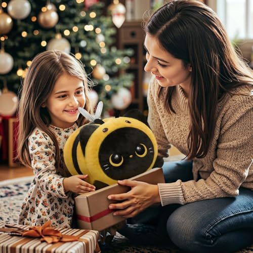 Image of Mewaii Black Cat Bee Plush Kawaii Plushies, Ultra-Soft Feel, 16 in
