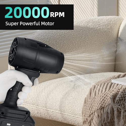 Image of Purcoco Cordless Leaf Blower Handheld Jet Dry Mini Blower Turbo Fan Electric air Duster for car mini Turbo Jet Fan Cleaning Garden by 2 Batteries