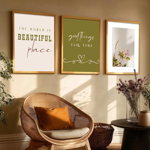 Image of HOTHOUSE Decorative Abstract Wall Art Home Decor Modern Painting poster With Frame For Living Room Bed Room Hotel Wall Decor Digital Reprint Set of 3 (13X17 inch)