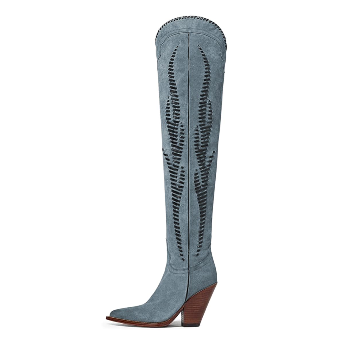 FOWT Women Pointed Toe Stacked Chunky High Heel Over The Knee Boots Side Zipper Winter Fall Long Boots
