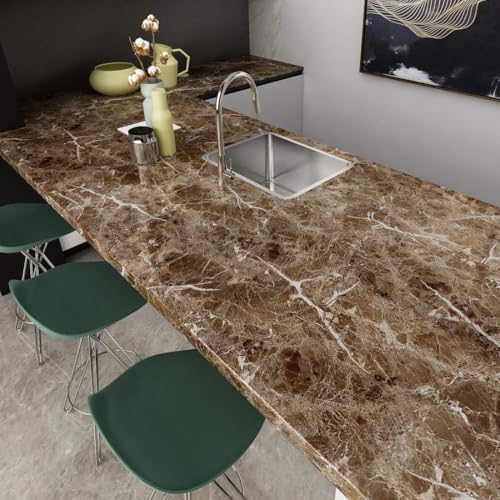 Image of D-fix Marble Peel and Stick Wallpaper for Home Decor, Waterproof Self-Adhesive Wall Stickers for Kitchen, Bathroom, Living Room - Wall Paper (60X200 CM (Dark Brown)