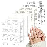 Letters Nail Art Stickers, 8 Sheets Glitter Self-Adhesive English Alphabet Decals Nail Art Design Decoration Accessories for DIY Finger Decorations Charms