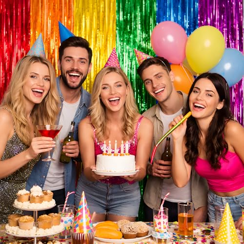 Image of OHOME Back to School Decorations - Rainbow Streamers Backdrop Banner - Last Day of School Decorations for Classroom Decor | Rainbow Party Decorations for Cinco De Mayo Engagement Pride Fiesta Birthday