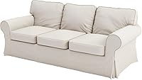 Vista 1 de Sofa Covers Custom Made Compatible for IKEA Ektorp 3 Three Seat Sofa Slipcovers (Polyester Beige, Ektorp Sofa)