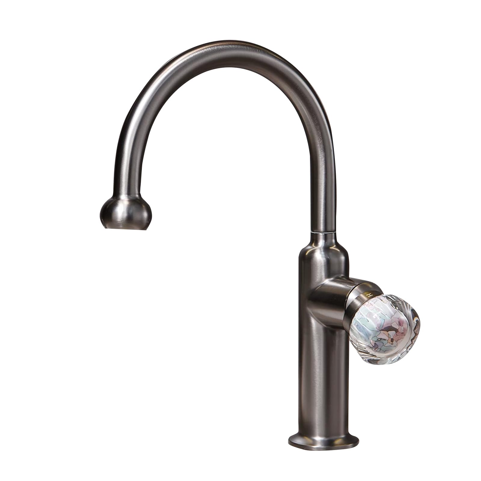 JRUIA Retro Brushed Nickel Kitchen Faucet, 360° Swivel Washbasin Faucet, Hot And Cold Water Supply, Two Water Flow Modes