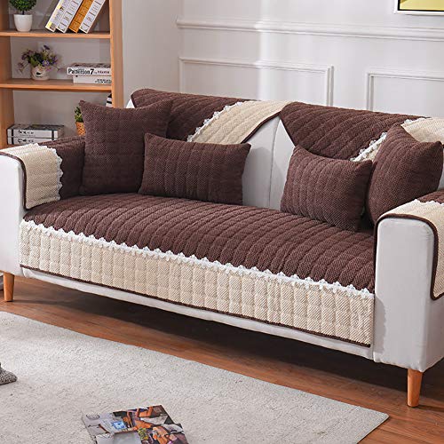 Topyl Love Seat Recliner Leather Furniture Protector,Quilted Couch Slipcover For Dogs Cats,Velvet Sectional Sofa Cover Coffee 1Pc-110X240Cm/43X94Inch-Rectangle #TOP4