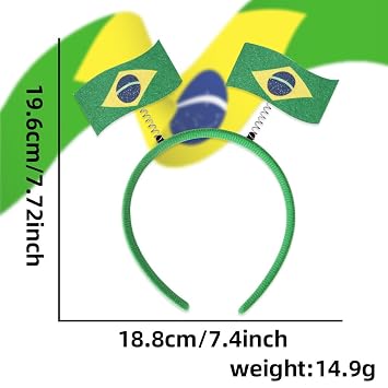 2026 Soccer World Cup Brazil Flag Headband Game Day Cheering Brazil Flag Hairband Funny Sports Fans Game Day Accessories