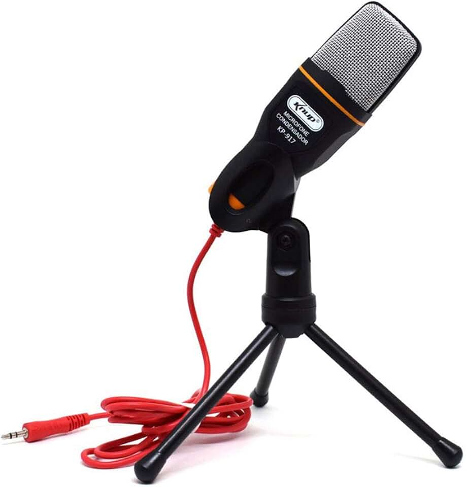 Microfone Condensador para PC com Tripé e Cabo P2