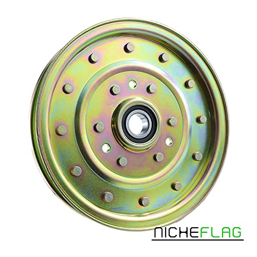 Nicheflag 2 Pack 1-633109 Idler Pulley Compatible With Husqvarna 539102610, Toro 116-4667, Exmark 126-7685 Pulley, Exmark 1-633109, 132-9424 Pulley-Idler Flat, 1 633109 Pulley #TOP5