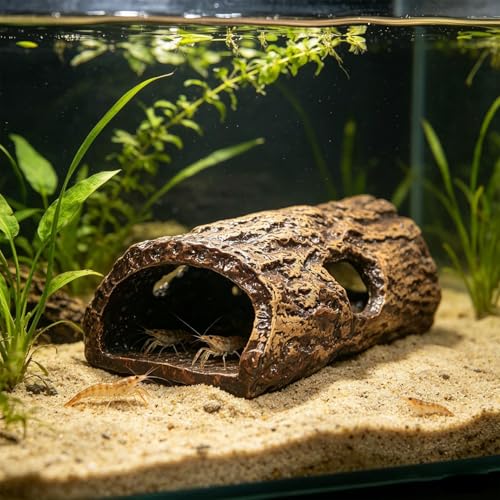 Refugio de camarones en tronco de árbol artificial para evitar el estrés en peces 4