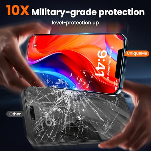 Image of UniqueMe for iPhone 12 Pro Max Privacy Screen Protector - [Military Grade Shatterproof & 9H+ Hardness] Screen Protector 12 Pro Max Tempered Glass Full Coverage Protection, Easy to install, 2 Packs