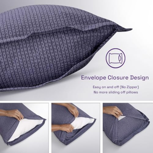 Image of Wakefit 100% Cotton Pillow Cover Set of 4 | 200 TC Soft & Breathable Pillow Cases | King Size 19 x 36 Inch | Skin Friendly, Durable & Gentle Machine Washable | Ross Blue