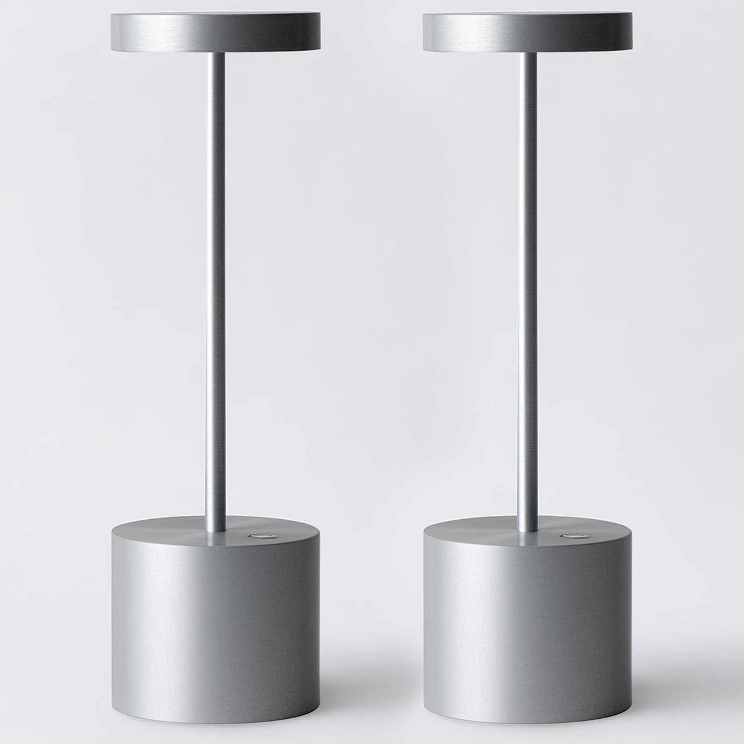 Lampada da tavolo a LED ricaricabile senza fili, set di 2, argento