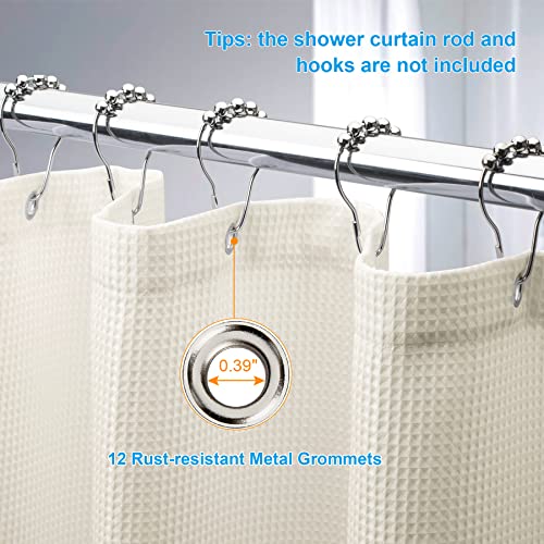 AmazerBath Waffle Shower Curtain, Heavy Duty Fabric Shower Curtain with