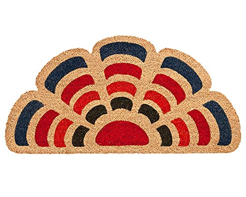 Paillasson Cocco Foglia Semiluna 40 x 80 cm arrière antidérapant en satin fougère Entrée mod.Festival (C)