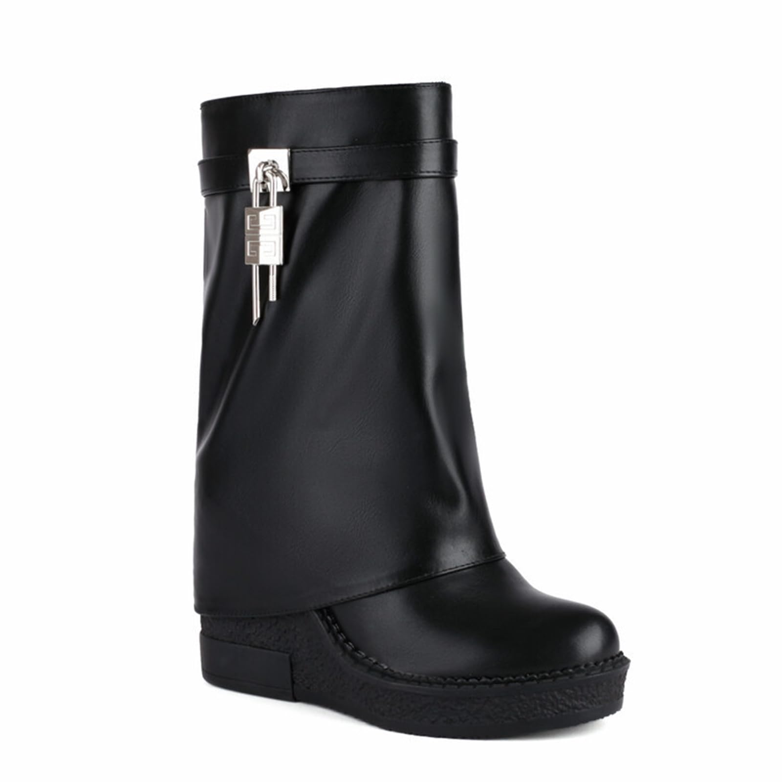 11CM/4.33IN Moda Pantaloni di Grandi Dimensioni e Stivali per Le Donne Autunno Tallone Spesso Stivali Corti Versatile Cavaliere Stivali