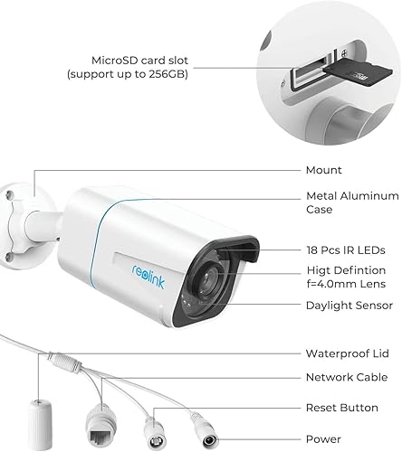 Miniatura 7 de REOLINK Cámara IP PoE de seguridad 4K/8MP, vigilancia exterior en interiores, detección de humanos, vehículos/mascotas, visión nocturna IR de 100