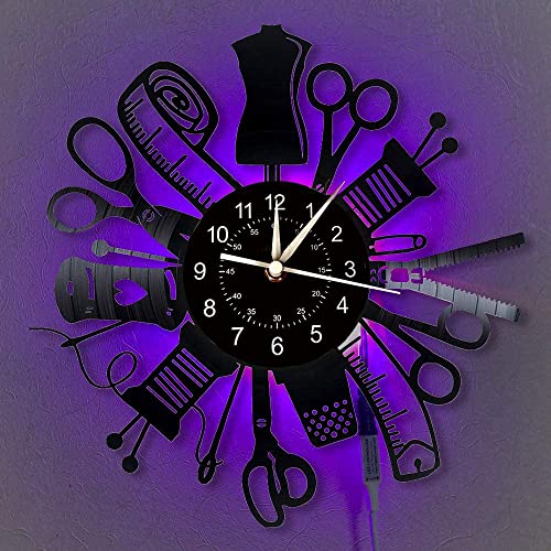 Tuohui Sewing Vinyl Clocks-Quilters Gifts For Holiday , Decorative Haning Clock Silent Non Ticking Time Clock For Living Room Kitchen Bedroom (Lamp) #TOP1