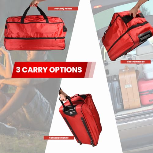 Generic Duffle bag expandable foldable with wheels black, Red, Dfl11232