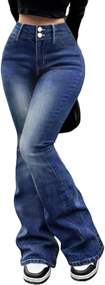 Plus Size Bootcut Jeans for Women Flare Jeans for Women High Waisted Stretchy Bell Bottom Jean for Womens Wide Leg