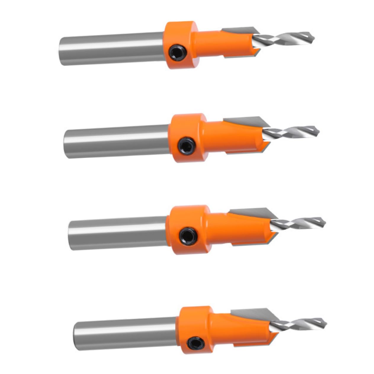 jojofuny 4pcs Woodworking Drill Bit Round Countersink Drill Bits for Cutting Machines Compatible Drilling and Engraving Machines Easy Installation Efficient Chip Discharge