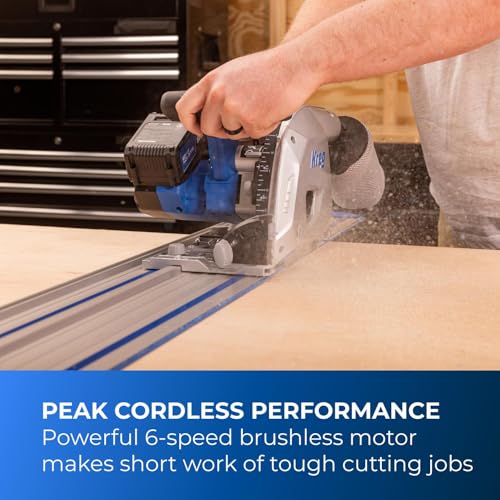 Image of Kreg 20V Ionic Drive 6 1 /2 inch Plunge Cut Track Saw - Pair with 62 inch Guide Track - Cordless Saw with Anti-Kickback & Blade Brake - Portable Woodworking Tool for Carpentry & DIY Projects - KPTPS100A