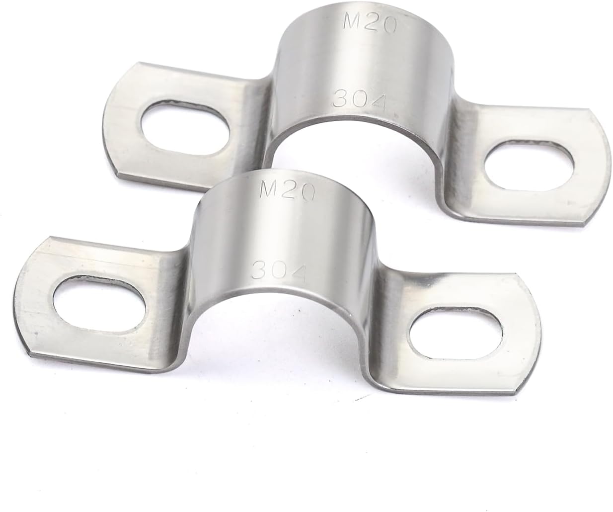MgcTolBox Pipe Strap Clamp Ø 3/4 Inch, Heavy Duty Metal U Bracket with 2 Holes - Stainless Steel Conduit Clamps - Pipe Mounting Brackets | Ø 20 mm | 10 Pcs
