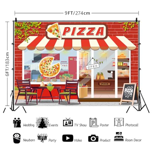 Fondo Fotográfico Pizza Shop 9x6ft para Fiesta y Decoración miniatura 3
