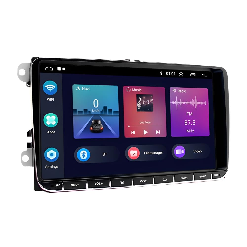 2+32G 2 DIN Android 14 Autoradio für VW Transporter T5/T6 2010-2020 mit kabellosem Carplay Android Auto, 9 Zoll Touchscreen Auto Stereo Display Player Radio GPS Navigation Head Unit mit FM RDS SWC
