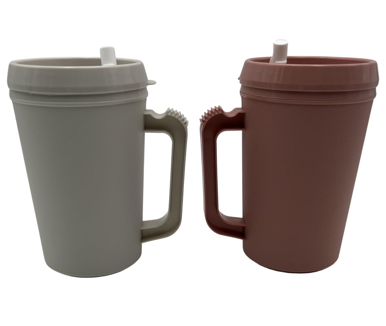 Hospital Insulated Double-Walled Water Pitcher 22 oz capacity With Flexible Straw and Pouring Spout Rose and Gray Combo Pack