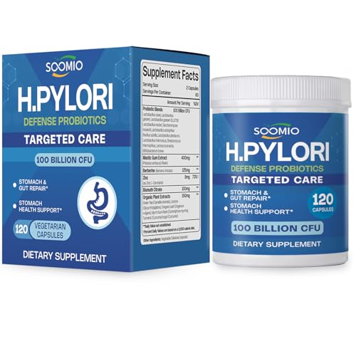 H.Pylori Support Probiotic 100 Billion CFU - Lactobacillus Reuteri, Mastic Gum, Berberine, Zinc...