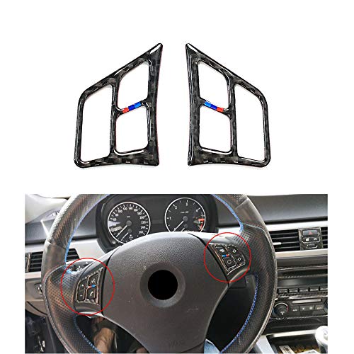 Thor-Ind Carbon Fiber Steering Wheel Buttons Frame Cover Trim Stickers for BMW Old 3 Series E90 E92 E93 2005-2012