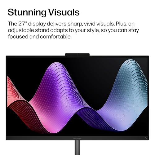 Image of HP OmniStudio 27 inch All-in-One Desktop Next Gen AI PC, FHD Display, AMD Ryzen AI 7 445, 16 GB RAM, 512 GB SSD, AMD Radeon 840M Graphics, Windows 11 Home, Jet Black, 27-cw0102 (2026)