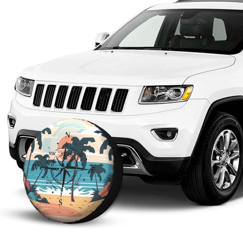 Image of Beach Sunset Print Spare Tire Cover Wheel Protectors Tyre Covers Weatherproof Wheel Covers Universal Fit for Trailer Rv SUV Truck Camper Travel Trailers 16 inch