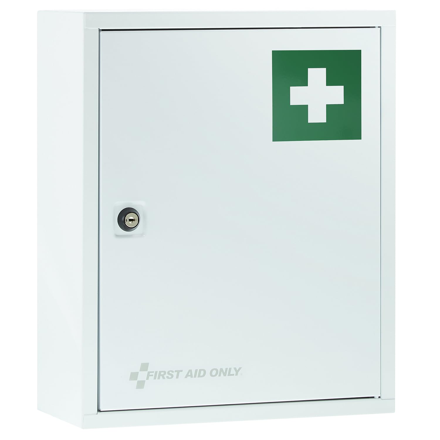 First Aid Only Botiquín Metálico Blanco con 2 Compartimentos | Armario para Medicamentos con Cerradura | Armario de Pared para Medicinas 37 x 30 x 14 cm | P-10200 00